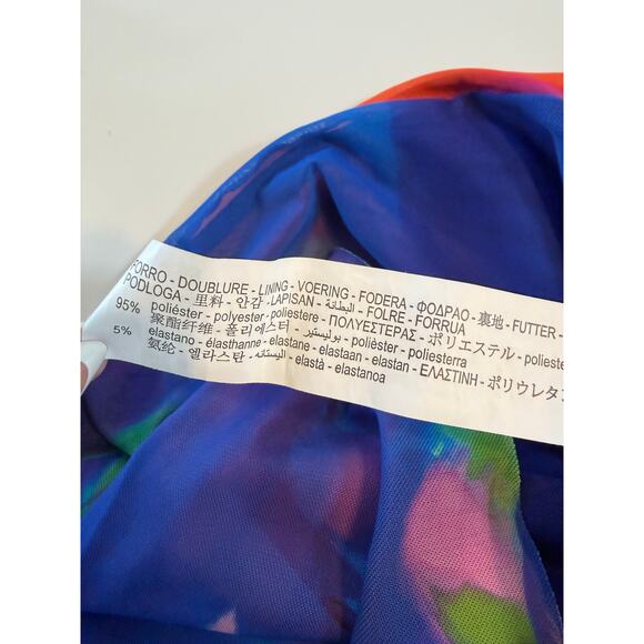 Zara Printed Rainbow Tulle Midi Skirt Womens Small Artsy Mesh Festival Blue - Picture 14 of 15